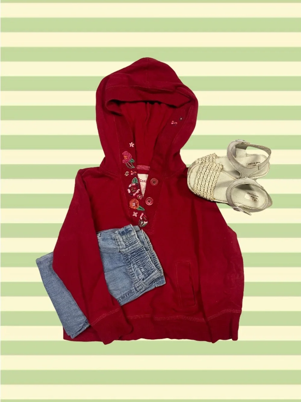 OshKosh B'gosh Girls Red Hooded Sweatshirt with Embroidered Accents